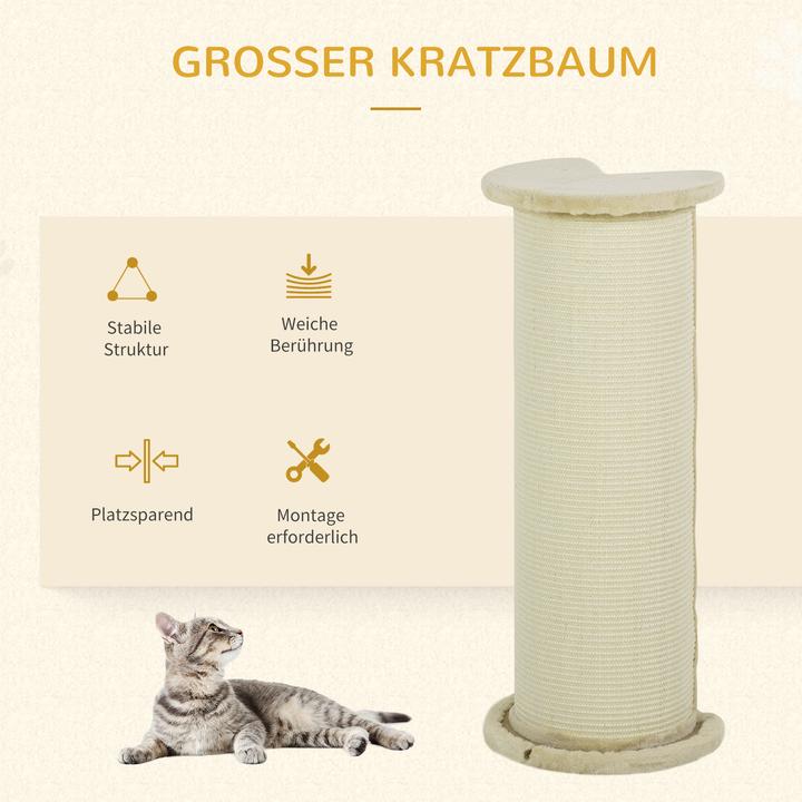 Actual product image PawHut Corner scraper board with anti-tip device (85 cm, Cream white)