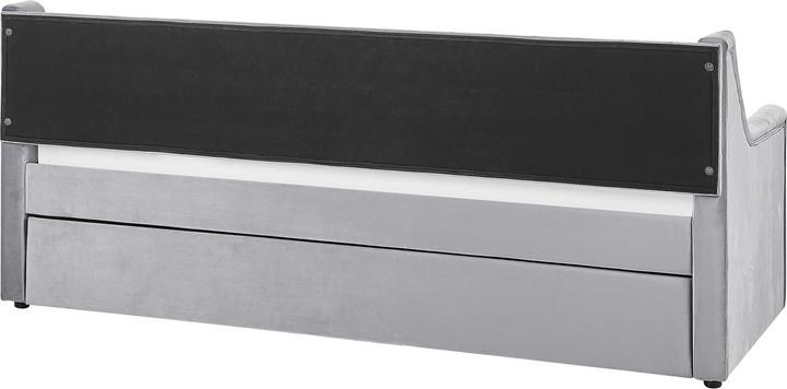 Actual product image Beliani Daybed extendable velvet fabric grey slatted frame 90 x 200 cm MONTARGIS (90 x 200 cm)