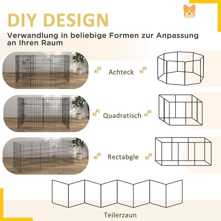 Produktbild PawHut Welpenauslauf Metall Schwarz