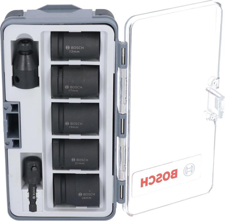 Produktbild Bosch Professional Zubehör Steckschlüssel-Set, 7-tlg., 13–24 mm (24 mm, 13 mm, 21 mm, 19 mm, 17 mm)