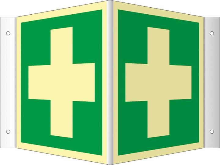 Actual product image Moravia Rescue sign First Aid Angle sign plastic, 200x200 mm