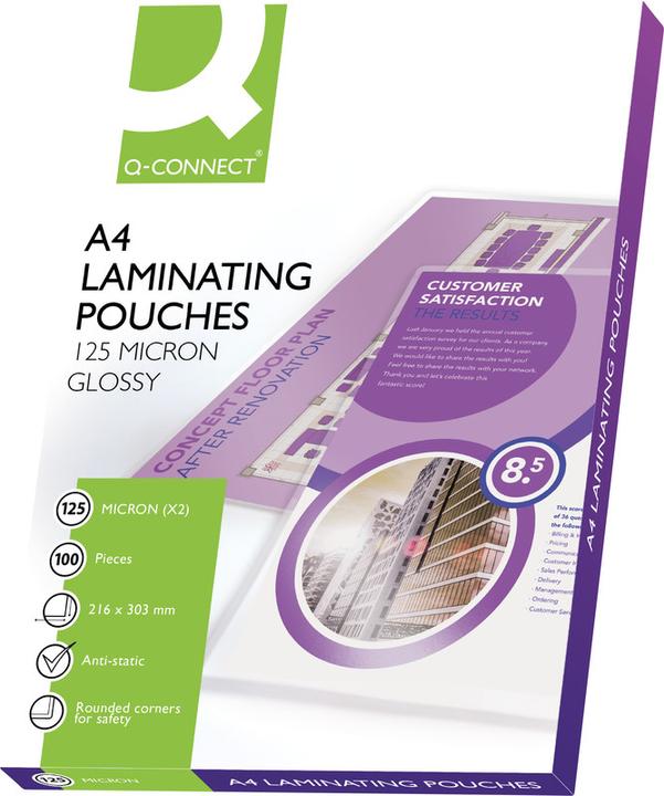Image du produit Q-Connect Films de plastification brillants (A4, 100 pièce(s), 125 µm)