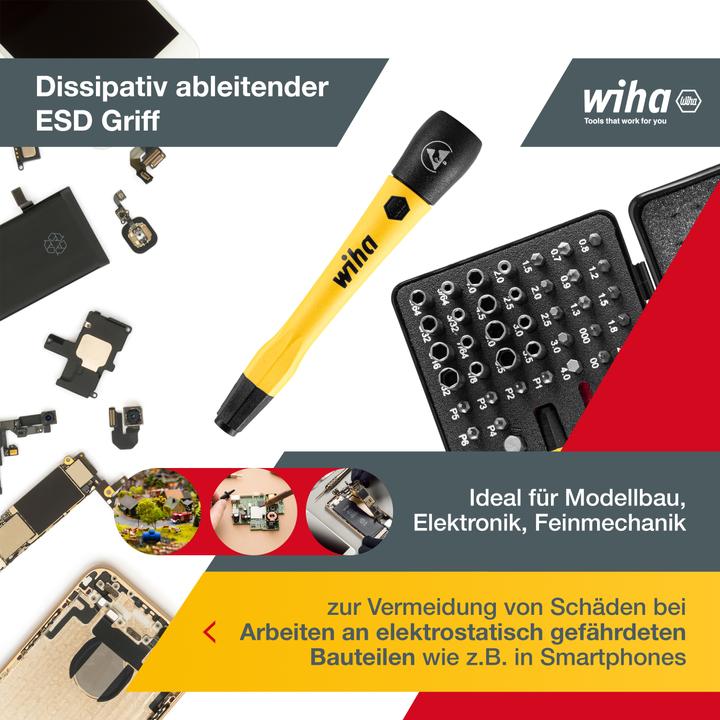 Produktbild Wiha Micro Bit Set 65-tlg. inkl. Aufbwahrungsbox Feinmechanik Schraubendreher Set Bit Halter (4 mm)