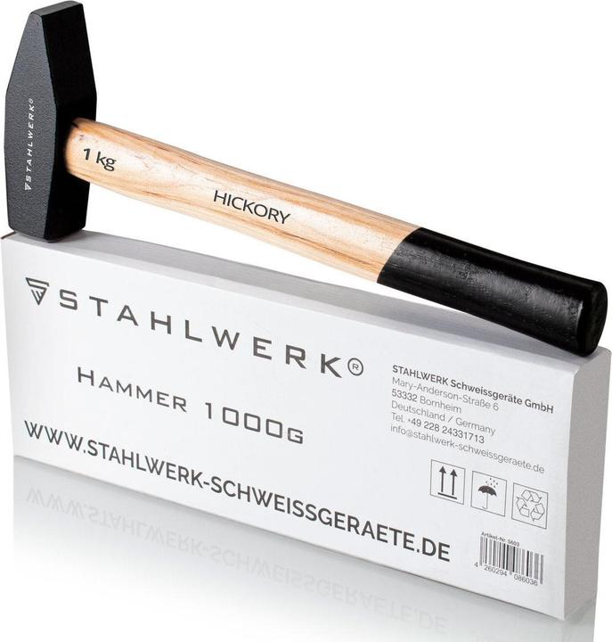 Produktbild Stahlwerk Hammer Schlosserhammer 1.000 g robuster Kopf aus Stahl, Griff Hickory (1000 g)