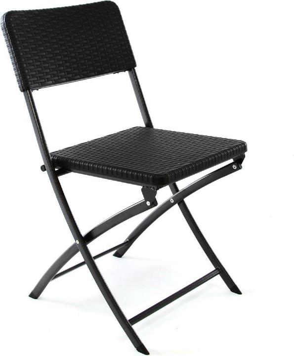 Produktbild VCM Klappstuhl schwarz in Rattan-Optik Gartenstuhl Balkonstuhl 80 x 40 cm