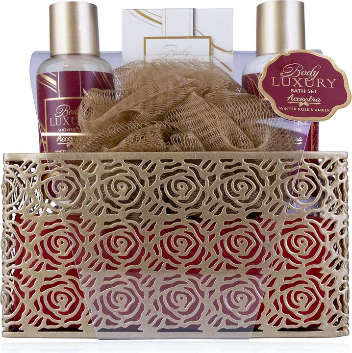 Produktbild Accentra Badeset BODY LUXURY in Metallkorb, Duft: Winter Rose & Amber (Haarpflege set)