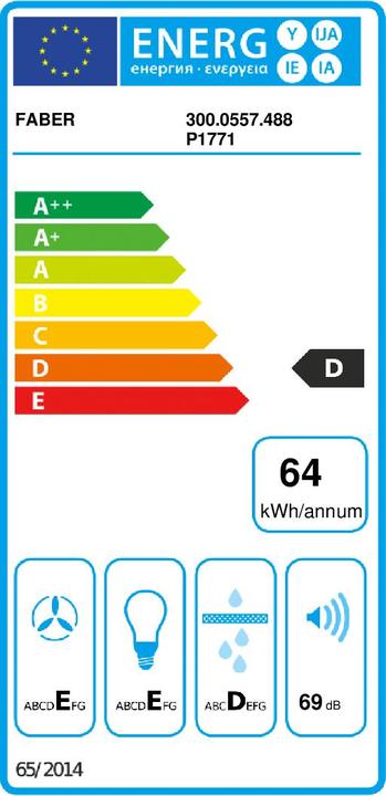 Label énergétique TCH04 WH19A 741 295 m/h Encastrable Blanc D (Hotte à tiroir)