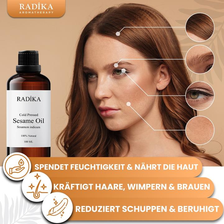 Actual product image Radika Sesame oil, cold-pressed, 100% pure, organic, natural, 100 ml (Body oil, 100 ml)