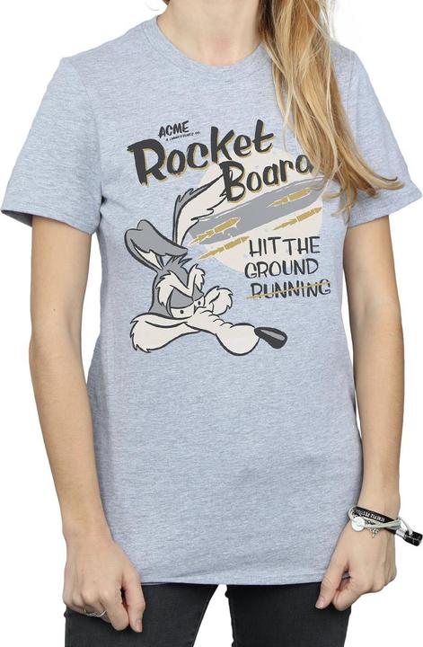 Actual product image Looney Tunes Womens/Ladies Rocket Board Wile E Coyote Cotton Boyfriend T-Shirt (XL)