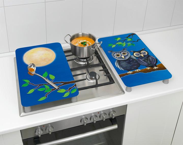 Immagine prodotto Wenko Piastra di copertura in vetro Universal Mod. Gufo, set di 2 per tutti i tipi di piano cottura