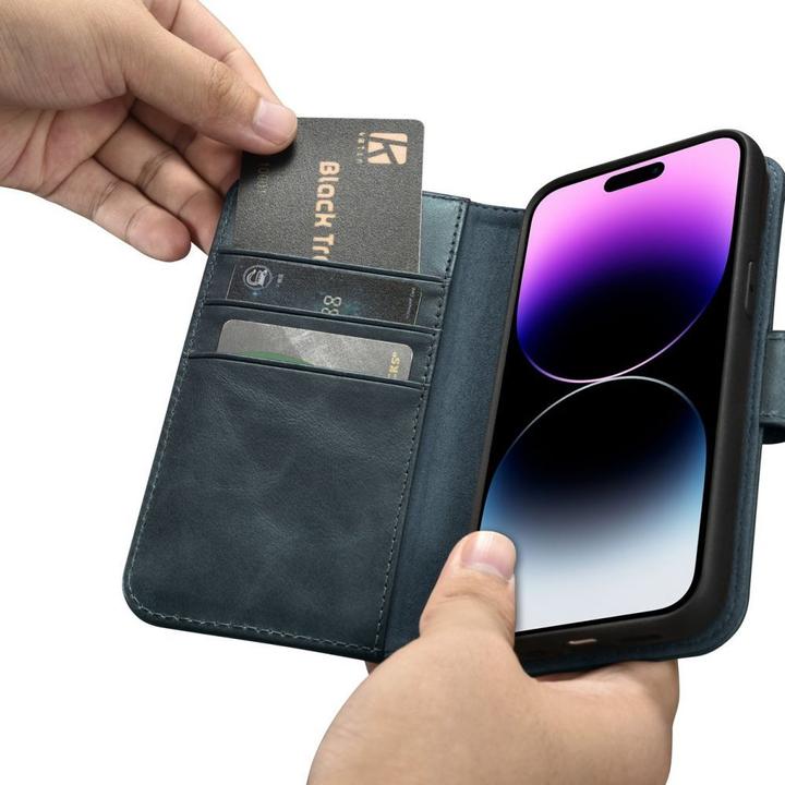 Immagine prodotto iCarer Custodia portafoglio Oil Wax 2in1 Cover iPhone 14 Pro Anti-RFID Pelle Flip Case Blu (WMI14220722-BU) (Apple iPhone 14 Pro)