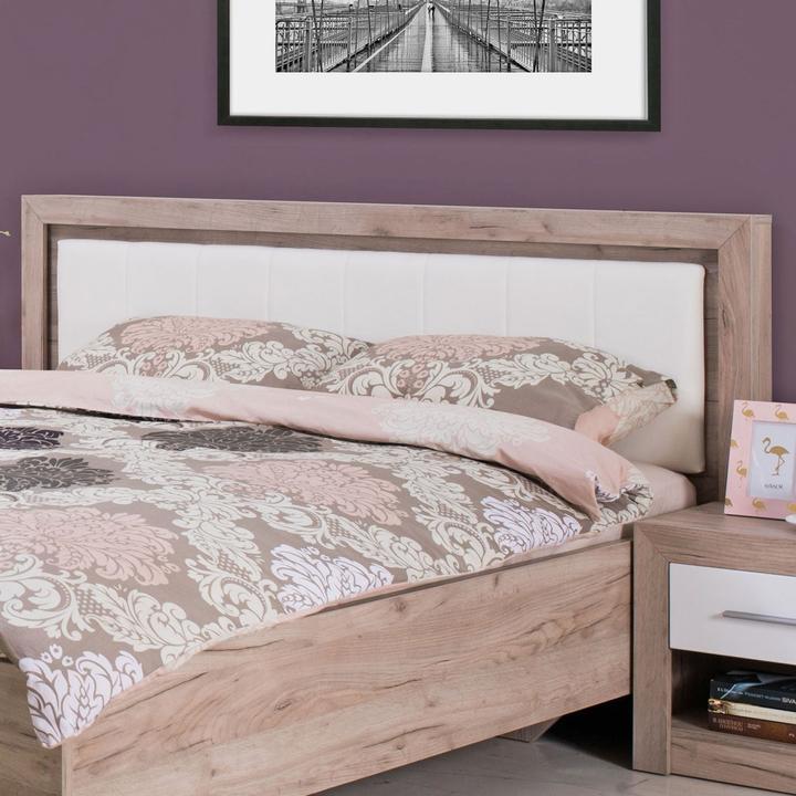 Actual product image Floki24 Double bed Wooden bed Upholstered bed Marriage bed Bed frame with slatted frame Oak grey imitation (160 x 200 cm)