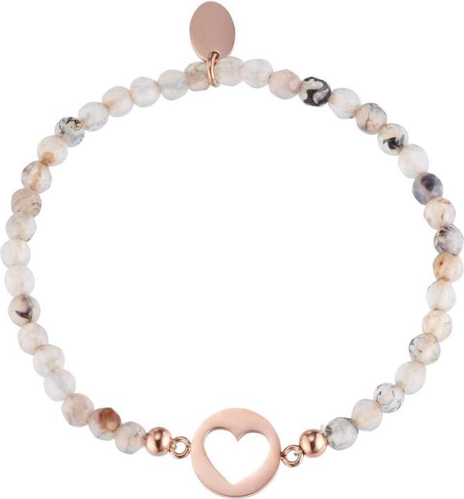 Actual product image Bijouteria Bracelet (17 cm, Stainless steel, PVD coating (gold coloured), Agate)