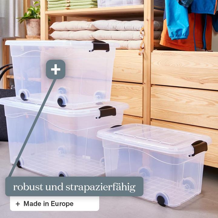 Immagine prodotto Siena Home Set di 3 cassette portaoggetti da 60 l con rotelle (61 x 45 x 36 cm, 60 l)