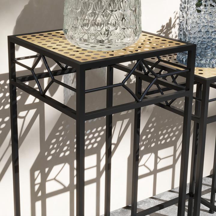 Actual product image Outsunny Flower stand set with wicker shelf
