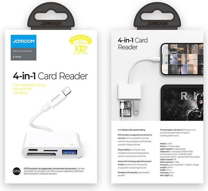 Actual product image Joyroom Lightning to USB OTG Card Reader (Lightning, USB-A, USB Type C, SD card)
