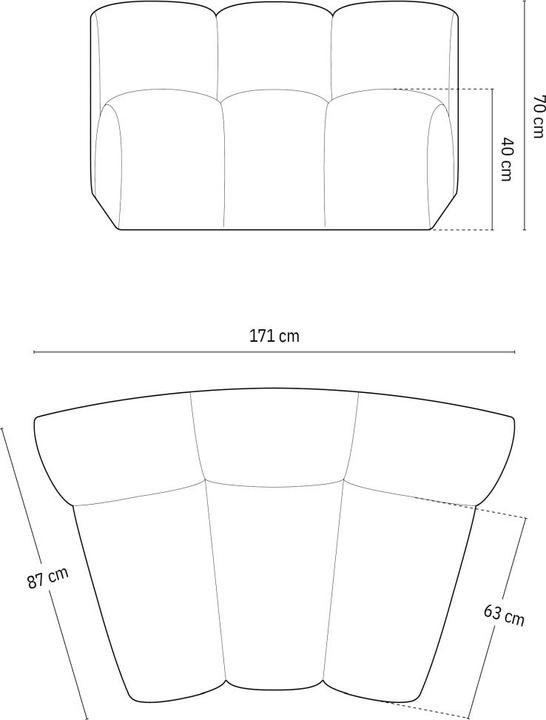 Actual product image Micadoni Modul Armless, "Lupine", 1 Seat, 154x95x70Made in Europe (2 person sofa, 3-seater, 4-seater)