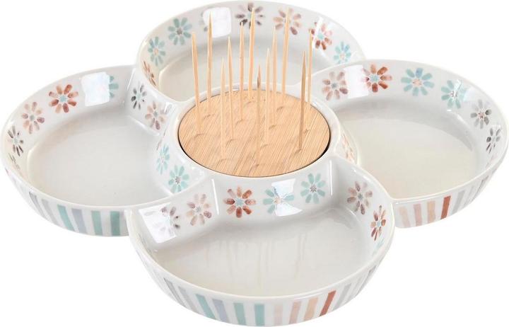 Immagine prodotto DKD Home Decor Tablett für Snacks Bunt 22 x 22 x 3 cm Steingut