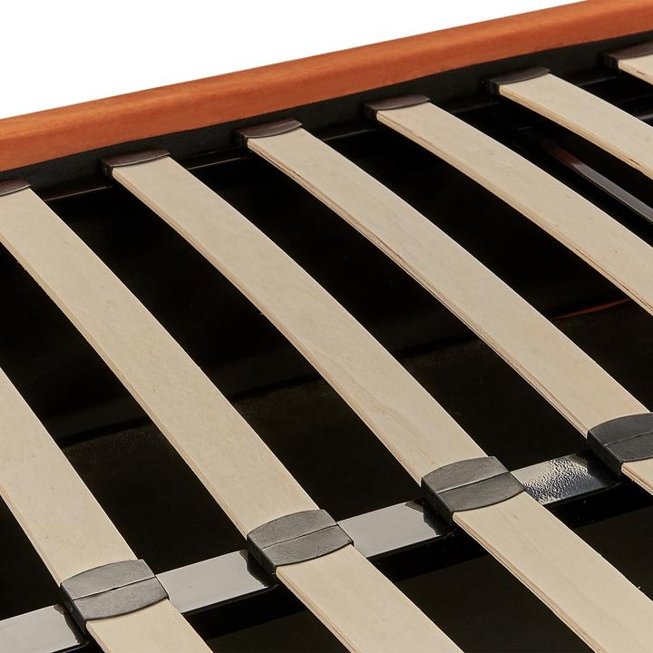 Image du produit Beliani Lit rembourré tissu velours orange avec espace de rangement 160 x 200 cm VION (160 x 200 cm)