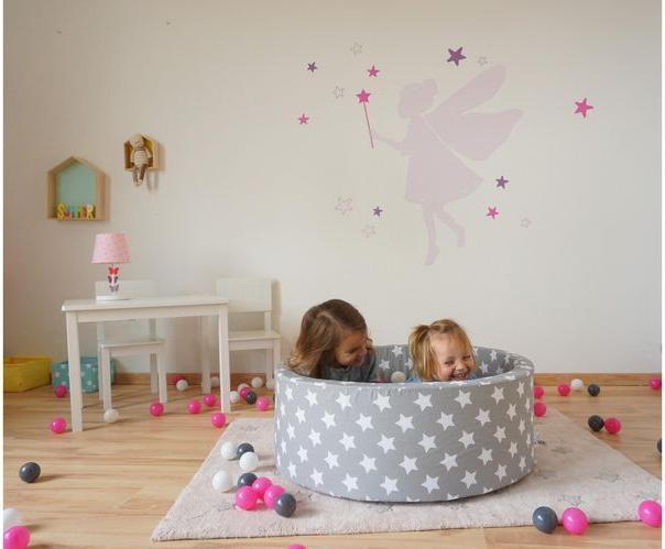 Immagine prodotto Knorrtoys Palla da biliardo morbida - "Stelle bianche e grigie" - 300 palline crema/grigio/rosa (circa 6 cm