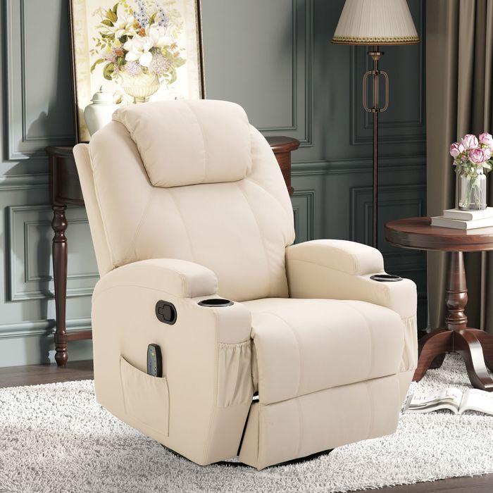 Produktbild Swisshandel24 Relaxsessel mit Liegefunktion Massagesessel elektrisch 5 Massage-Modi Kunstleder Holz Metall Schaums