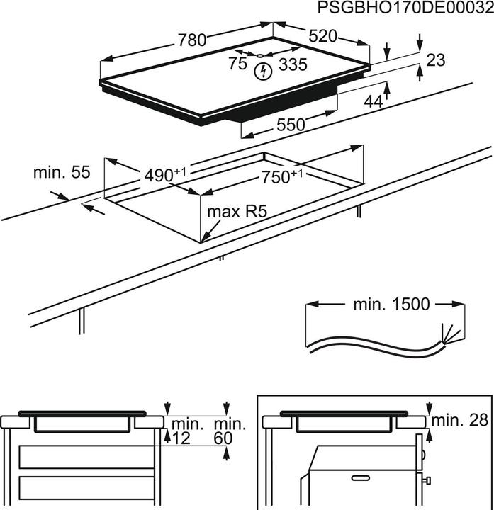 Image du produit AEG IAE84431FB Black Built-in Zone induction hob 4 zone(s)