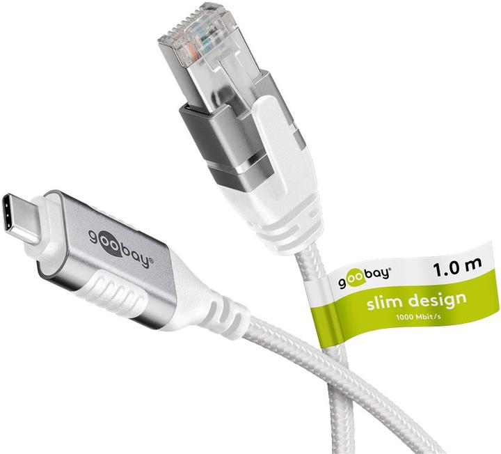 Image du produit Goobay Câble Ethernet USB-C 3.1 vers RJ45, Slim, 1 m (USB-C, RJ45 (1x))