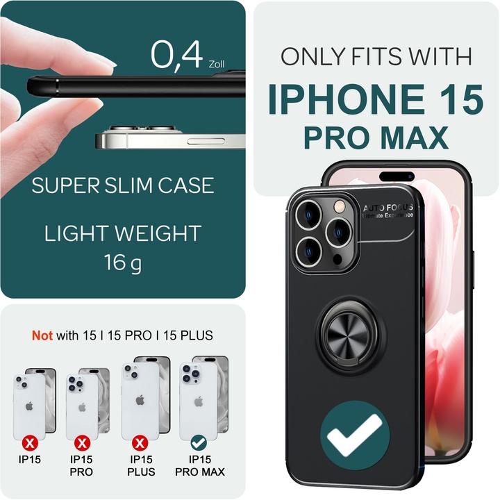Produktbild Nalia Matte Ring Silikon Hülle (Apple iPhone 15 Pro Max)