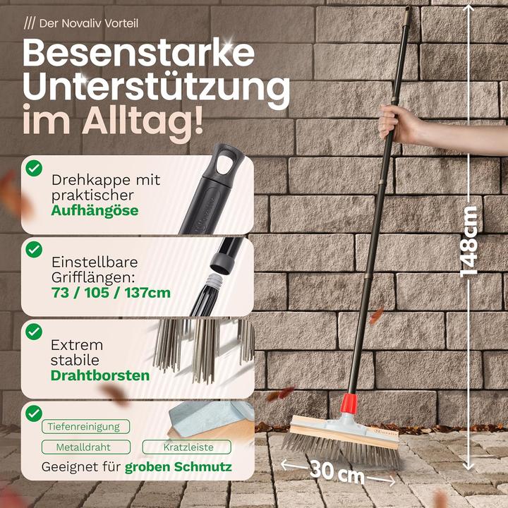 Immagine prodotto Novaliv Robuster Drahtbesen Moos - Effiziente Moosentfernung, Drahtbürste, 6-Reihen Metallborsten, f (1 pz.)