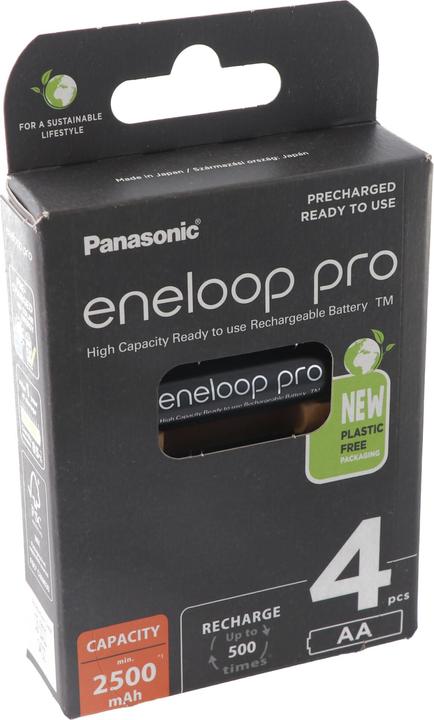 Image du produit Sanyo Eneloop HR-3UWXA, Mignon AA NiMH 2500mAh, pack de 4 (4 pcs, AA, 2500 mAh)