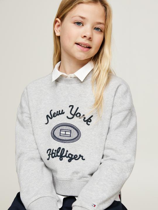 Actual product image Tommy Hilfiger Kids NY Geborduurde Sweater - Girls - Grijs - 8 jaar (8)
