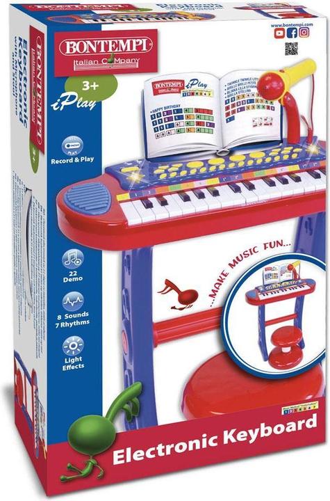 Productafbeelding Bontempi E-keyboard met microfoon en krukje
