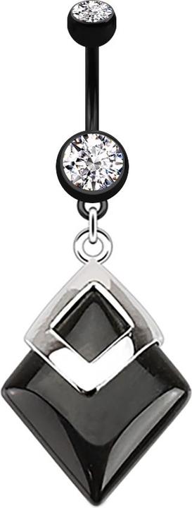 Produktbild Star Piercing Banane schwarz mit Anhänger Achat Stein (Mineralisch, ohne Messing, Chirurgenstahl 316L)