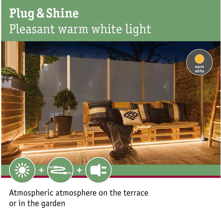 Actual product image Paulmann Plug & Shine LED Strip (Warm white, 500 cm, Outdoor)
