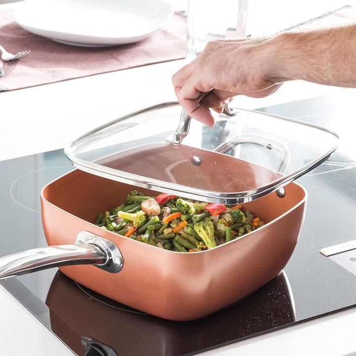 Actual product image InnovaGoods Braising pan with accessories - copper (Casserole + Stewpot, Ceramic, Aluminium)