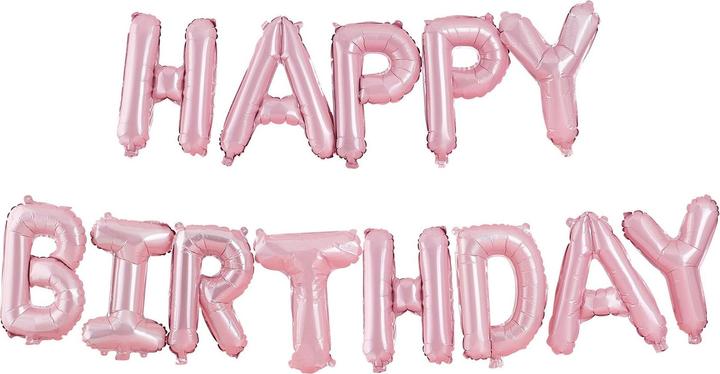 Actual product image Ginger Ray Guirlande de ballons "Joyeux Anniversaire" Rose pastel
