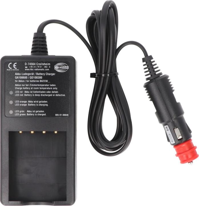 Image du produit HBC Radiomatic Chargeur original HBC QD108300 adapté à HBC BA22300, avec prise 12 volts (12 V)