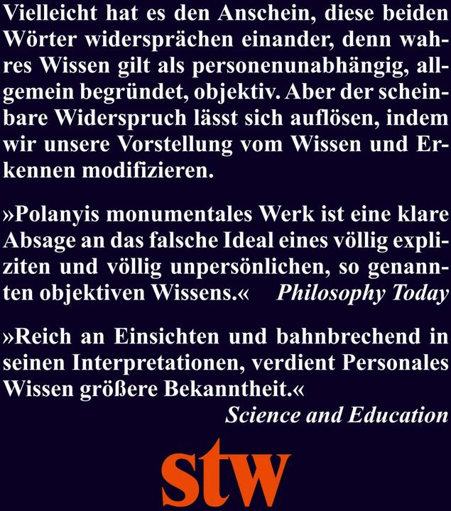 Immagine prodotto Personales Wissen (Tedesco, Michael Polanyi, 2023)