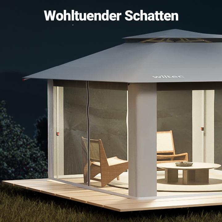 Actual product image Wiltec Folding gazebo mosquito net 4x4m light grey garden gazebo party tent pavilion (400 cm, 400 cm)