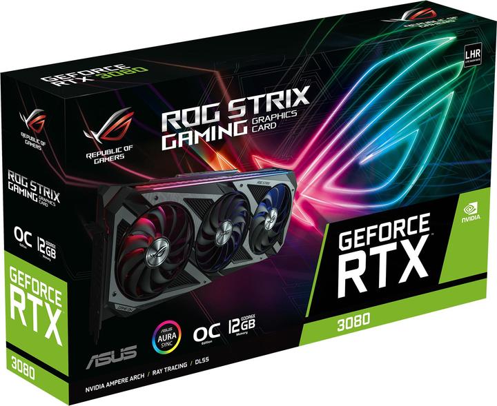 Productafbeelding ASUS ROG-STRIX-RTX3080-O12G-GAMING, HDMI, DP, Actief (12 GB)