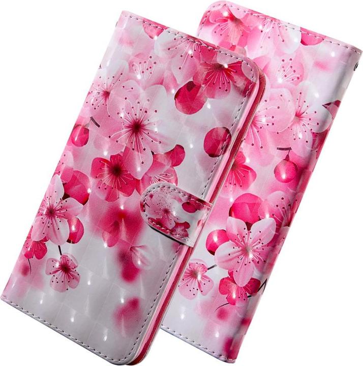 Actual product image Cover-Discount iPhone SE / 8 / 7- leather case pink flower glitter effect (Apple iPhone 7, Apple iPhone 8)