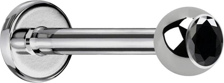 Image du produit Star Piercing Labret argent avec boule de cristal noir (sans laiton, Titane G23)