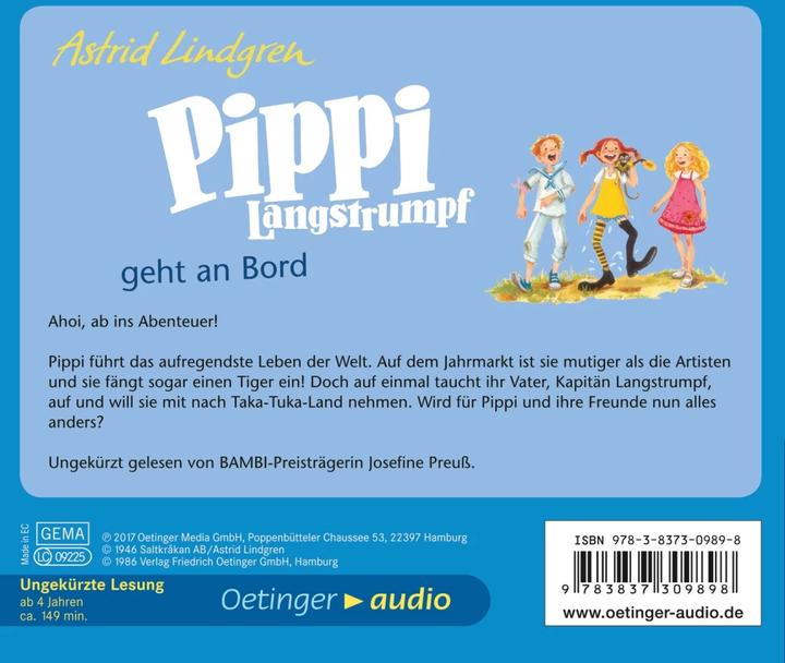 Image du produit Pippi Langstrumpf embarque (Frank Gustavus, Astrid Lindgren, Josefine Preuss, Katrin Angel King, Cäcilie Heinig, Allemand)