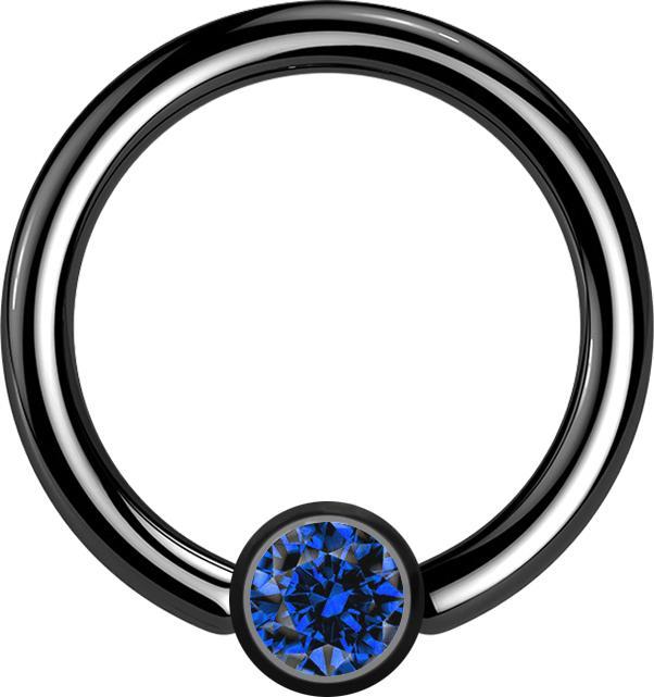 Immagine prodotto Star Piercing Anello di chiusura micro cilindro nero cristallo blu scuro (Acciaio chirurgico 316L, senza ottone)