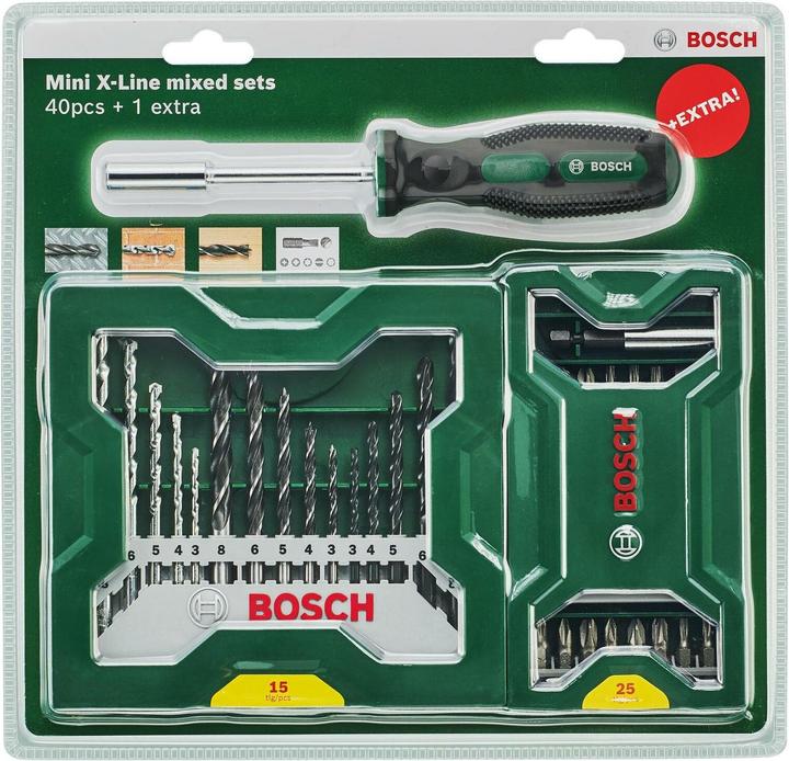 Image du produit Bosch Zubehör 25+15+1 Sets Mini-X-Line plus poignée (3-8 mm (mèches à bois))