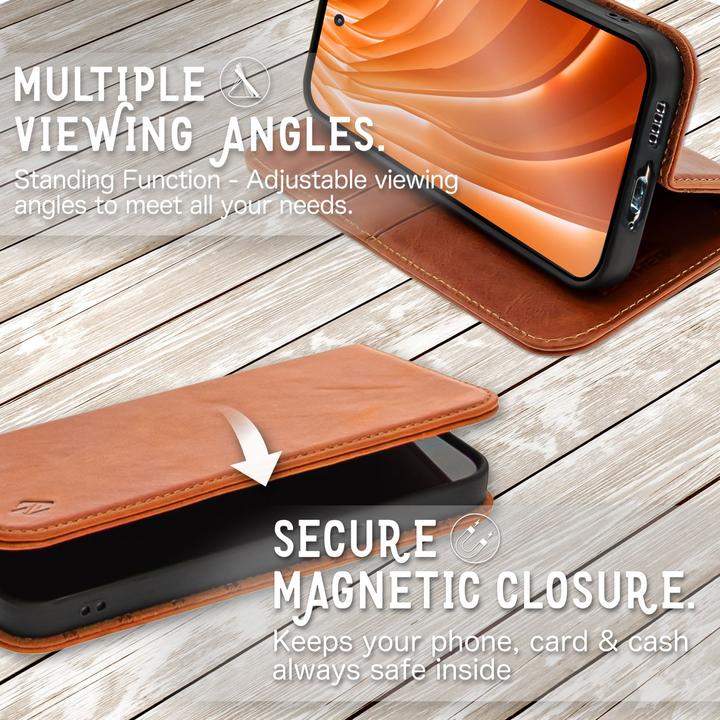 Produktbild Nalia Echt Leder Flip Case Hülle mit Magnetverschluss (Samsung Galaxy S23+)