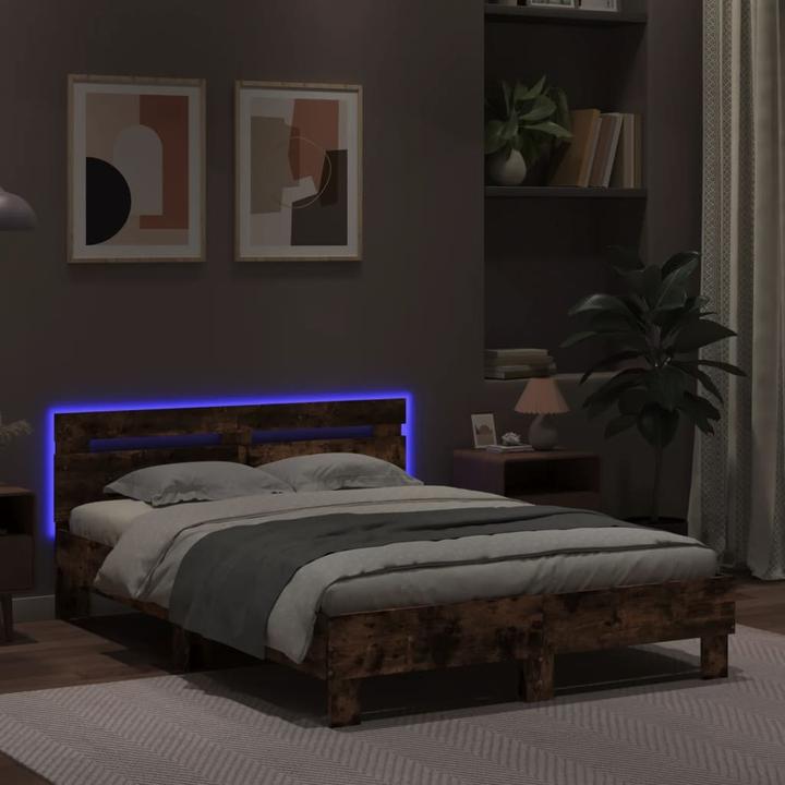 Actual product image VidaXL Bed frame with headboard LED lighting 120 x 190cm (120 x 190 cm)
