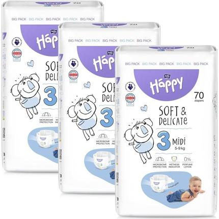 Actual product image happy Baby Midi 3 5-9kg Babywindeln, 70 Stück (Size 3, 70 Piece)