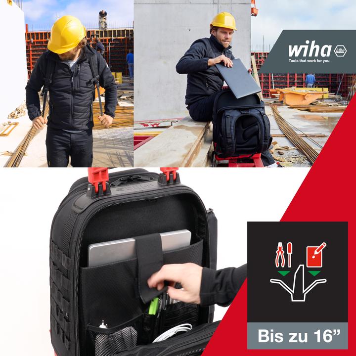 Produktbild Wiha Elektriker Werkzeugrucksack 27tlg Elektriker Grundausstattung stabiler Standboden Laptopfach (28 Teile)