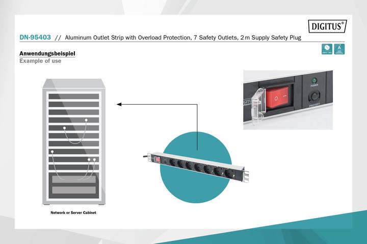 Actual product image Digitus Socket strip (7 x, CEE 7/3, 2 m)